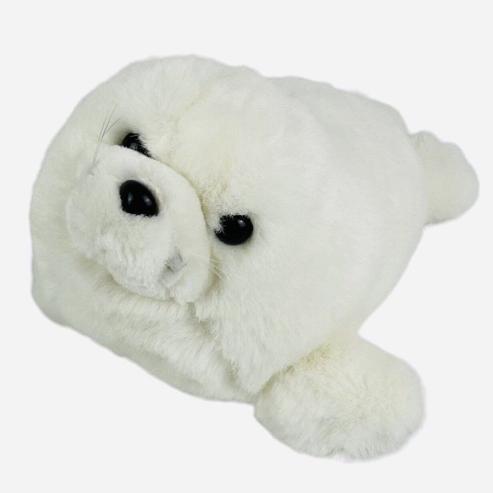Vintage 1991 Fiesta American Wego 13" White Baby Harp Seal Pup Plush Kawaii Cute